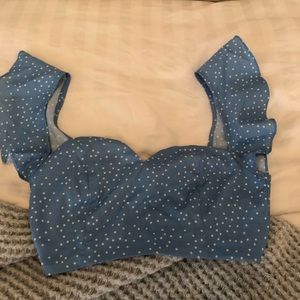 Spotted blue and white crop top